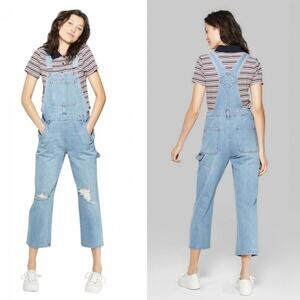 Wild Fable Cropped Distressed Overalls Size S Small
